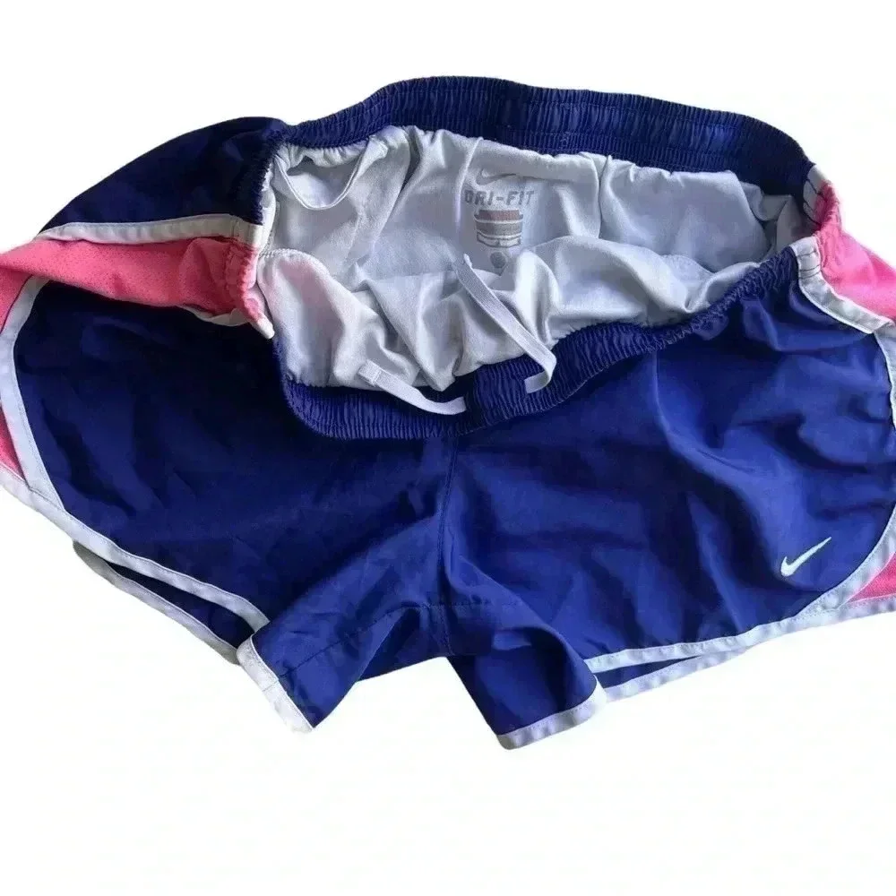 NIKE GIRLS DRI-FIT ACTIVE RUNNING SHORTS• SIZE GIRLS LARGE •BLUE/PINK/WHITE